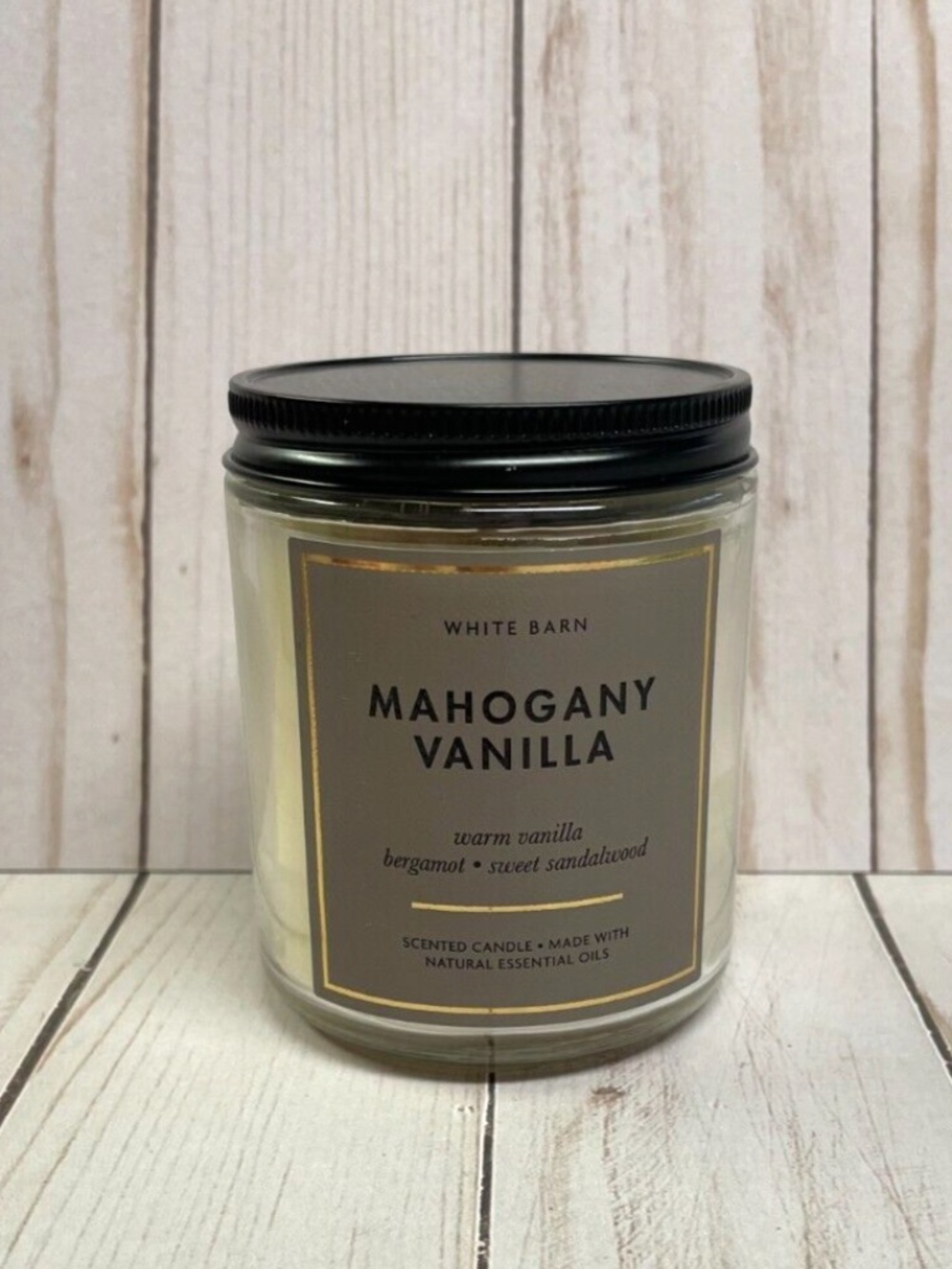 Bath & Body Works Single Wick Jar Candle Mahogany Vanilla Scented Warm Cream NEW
